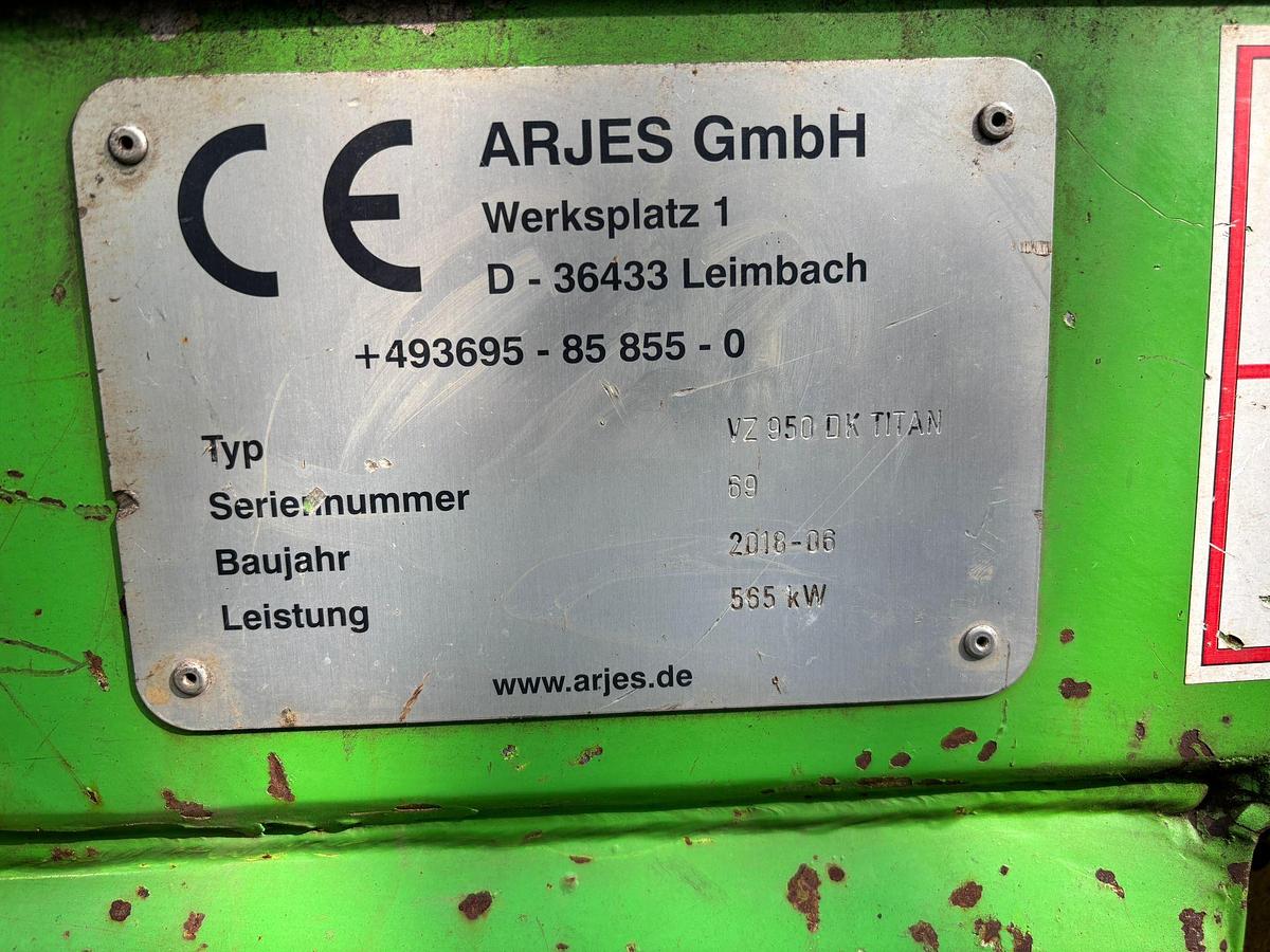 Used 2018 Arjes Titan VZ 950 Tracked Slow-Speed Shredder