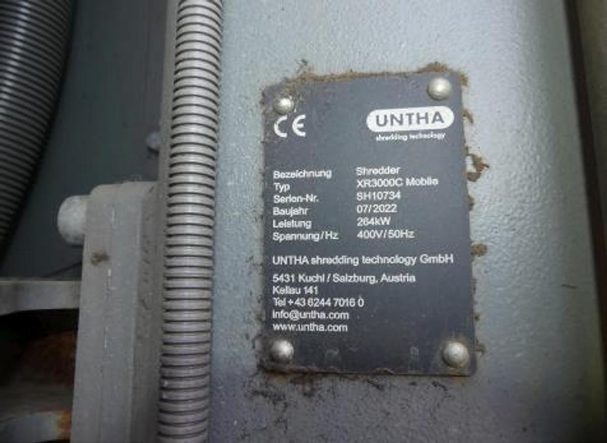 Used 2022 Untha XR3000C Tracked Single-shaft Shredder
