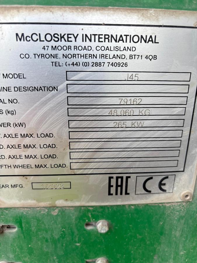 Used 2023 McCloskey J45 Jaw Crusher