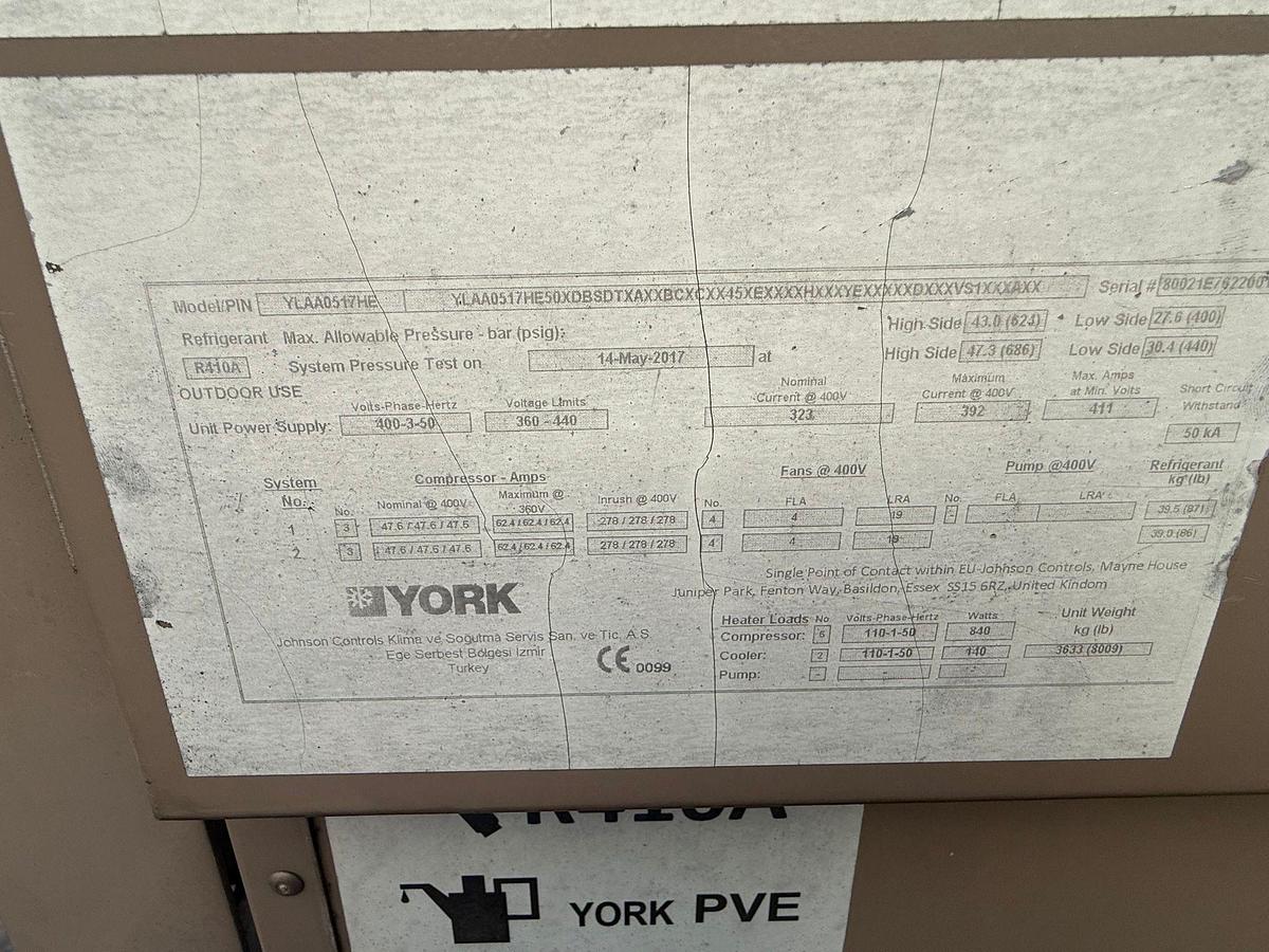 Used 2017 York R410A Chiller Cooling System