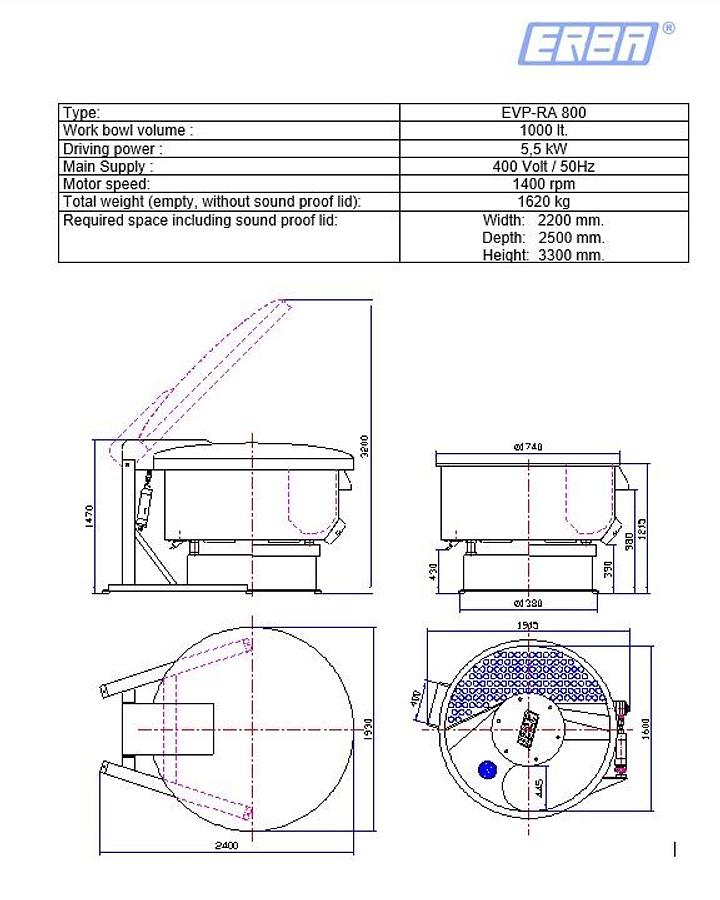 Used Erba Makina EVK-500 Surface Cleaning Machine & Vibratory Maize Dryer 500L Industrial Finishing Line