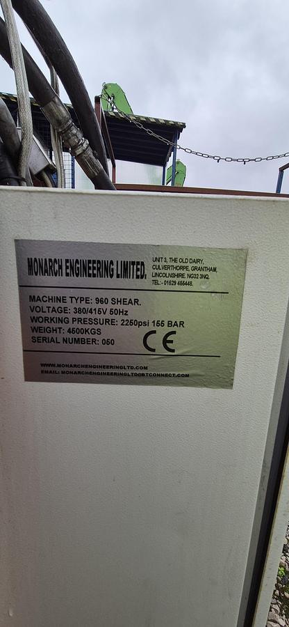 Used Monarch Engineering Ltd 960 Shear