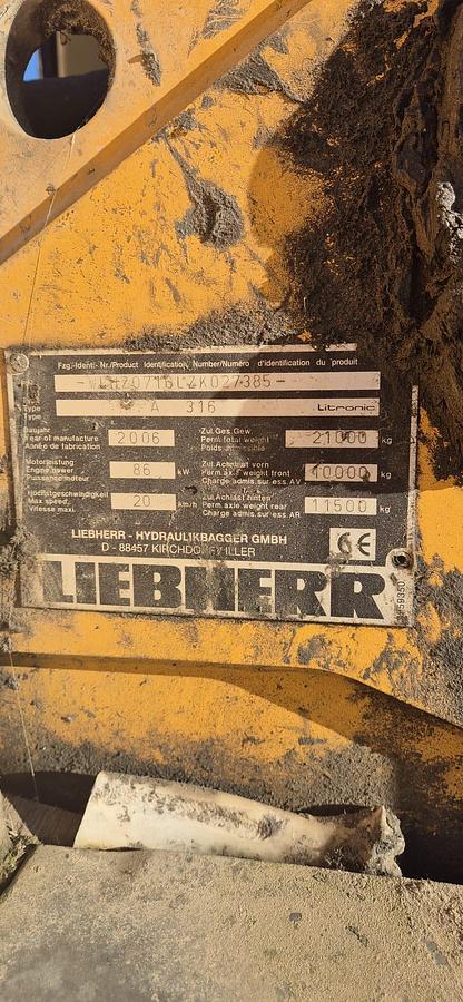 Used 2006 Liebherr A316 Litronic Wheel Wheeled Excavator 