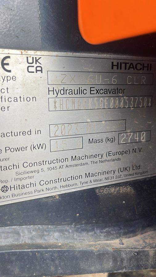 Used 2023 Hitachi ZX26U-6 CLR Excavator