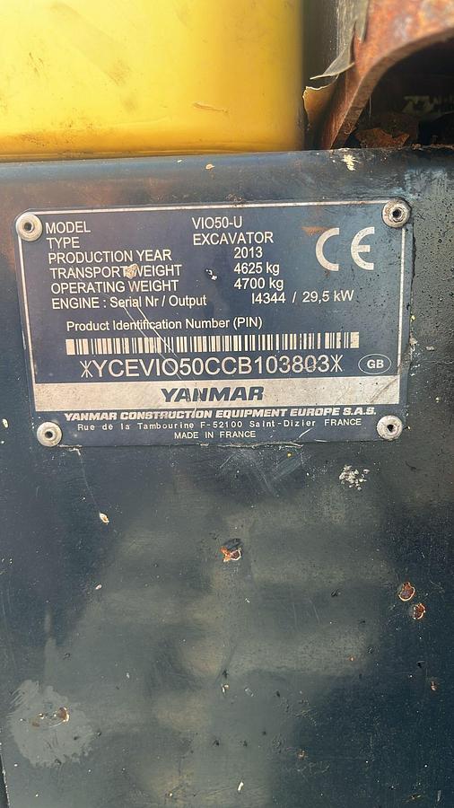 Used 2013 Yanmar VIO 50 Excavator