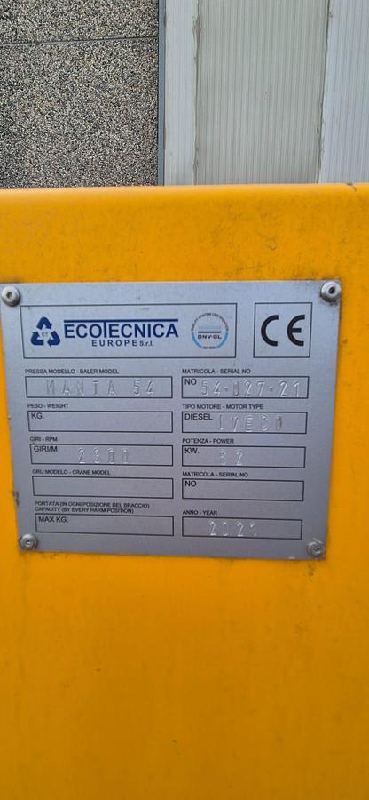 Used 2021 Ecotecnica Manta 54 Scrap Metal Baler 