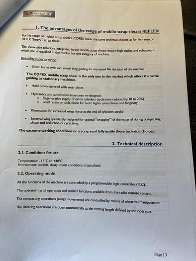 Used COPEX REFLEX 650t Mobile Scrap Shear