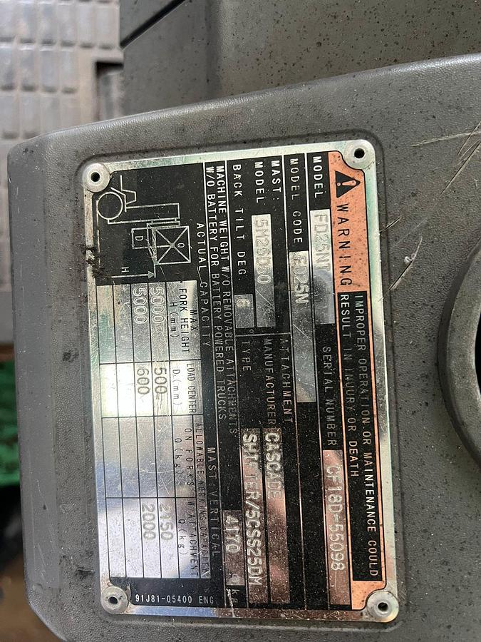 Used Mitsubishi Cascade FD25N Forklift 