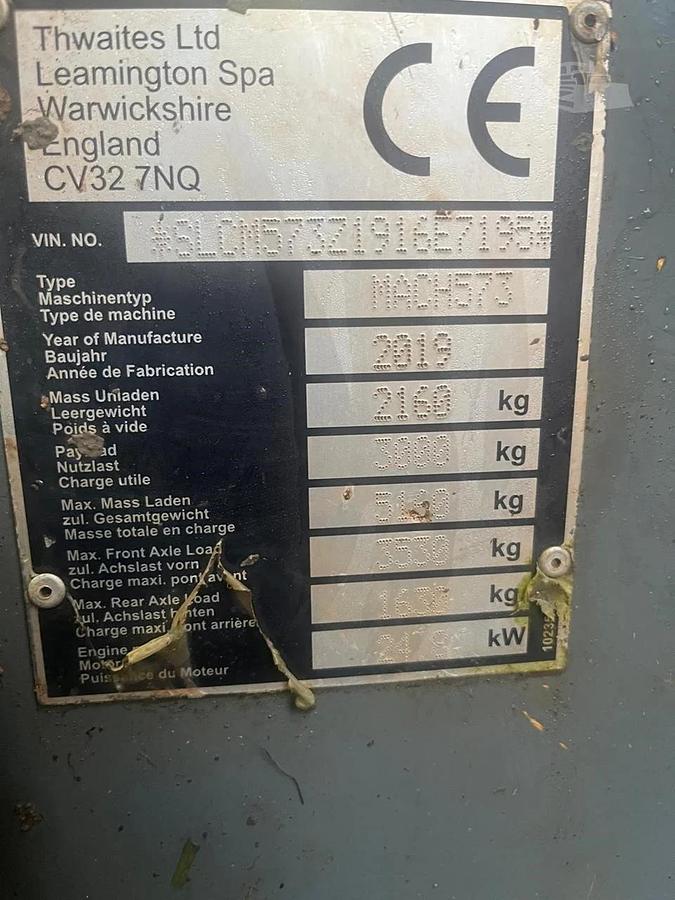 Used 2019 Thwaites MACH573 Dumper Truck