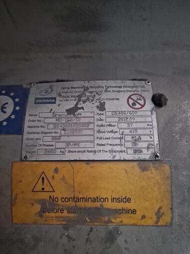 Used 2012 Zerma GS 400/600 Granulator W/Spare Parts & Blades