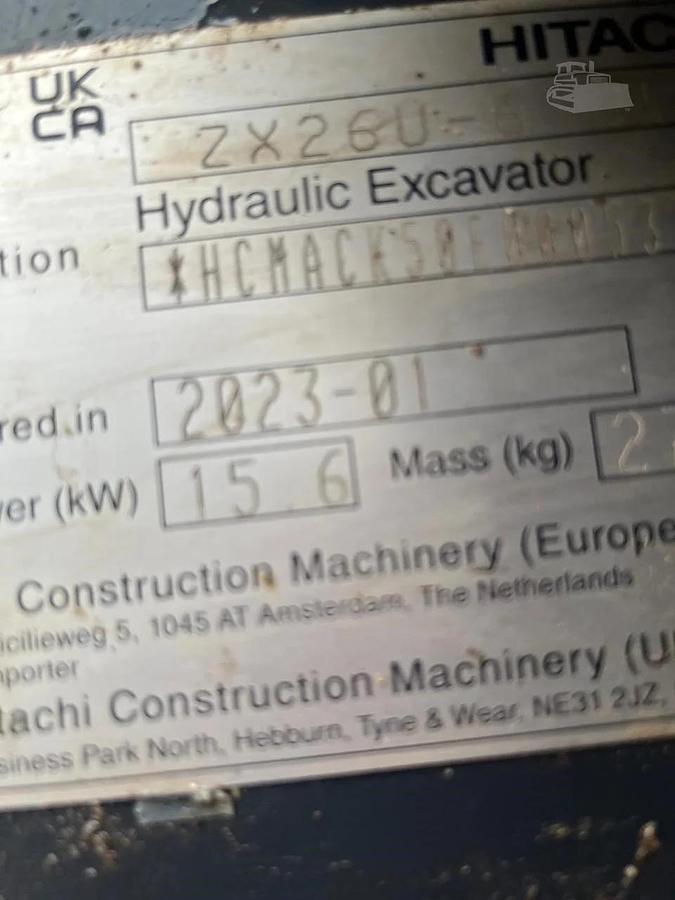 Used 2023 Hitachi ZX26U-6 CR Mini Excavator