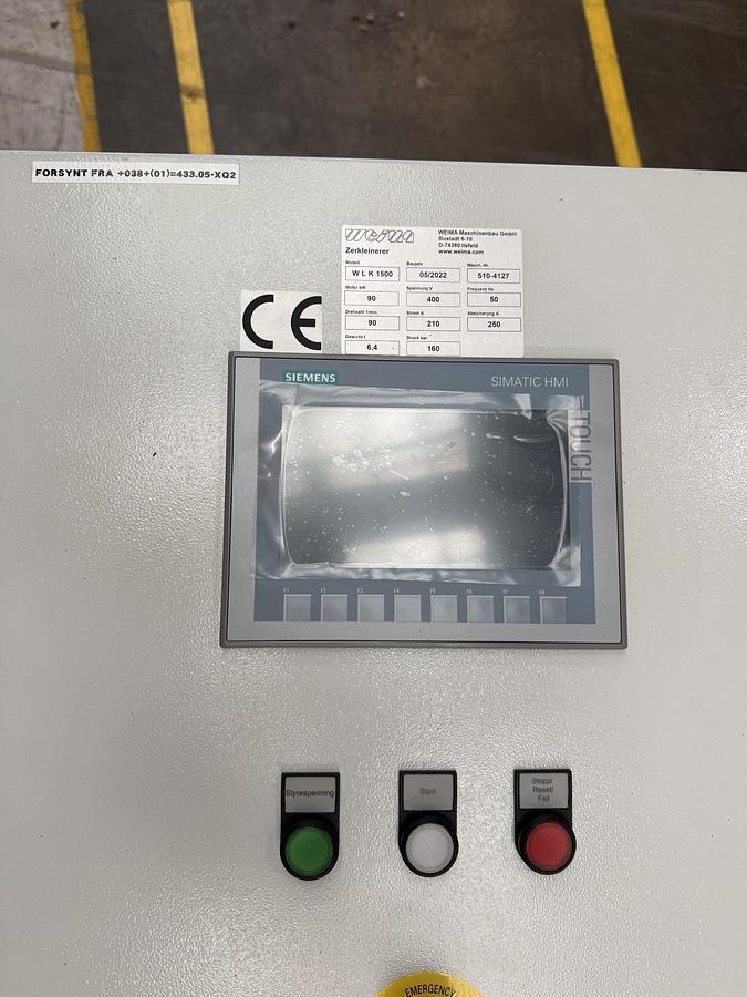 Used Weima WLK 1500 Shredder & Rapid Granulator G400 90KUB Full Processing Line 