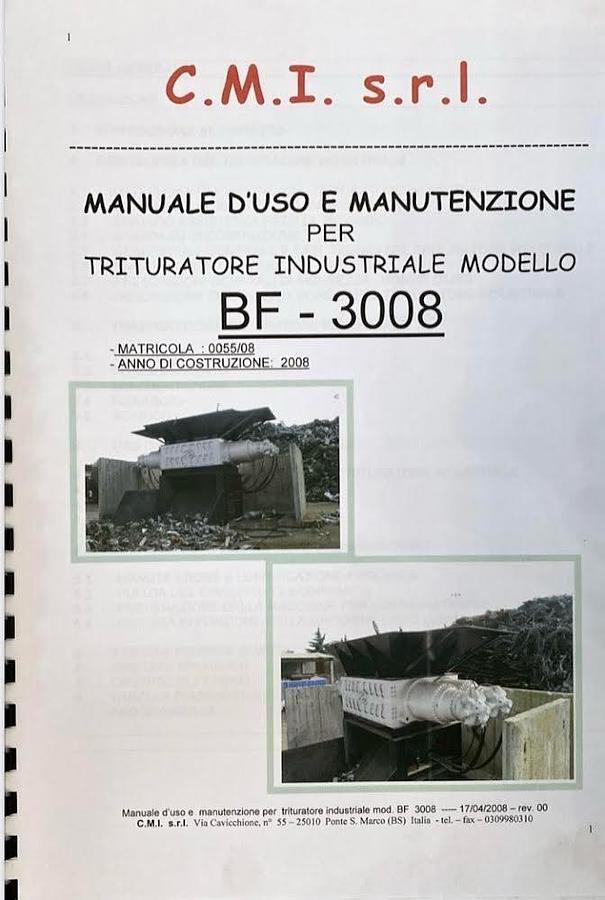 Used 2008 CFI BF 3008 Industrial Twin-shaft Shredder