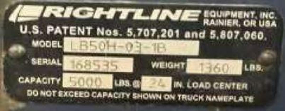 Used Rightline Equipment LB50H-03-1B  Hydraulic Bale Clamp