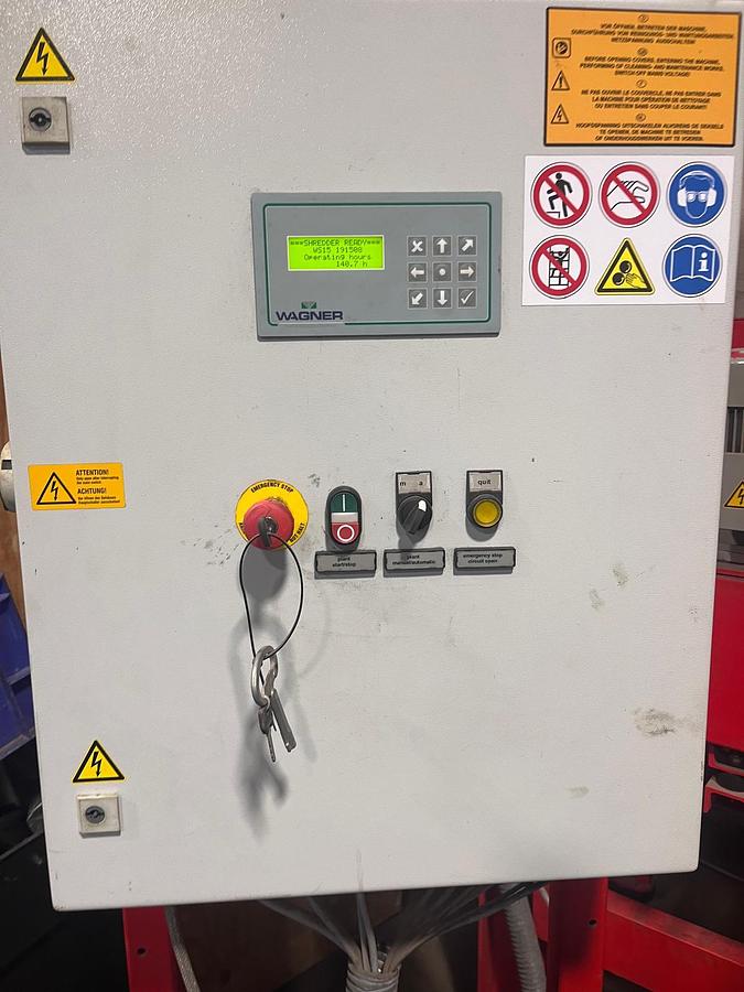 Used 2019 Wagner WS11-15 Single-shaft Shredder W/McIntyre Compact 150T Cable Granulator & Conveyor