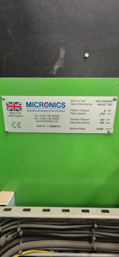 Used 2021 Micronics 1000 Sidebar Filter Cake Press Recycling Plant 