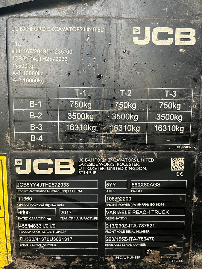Used 2017 JCB 560-80 Agri Telehandler