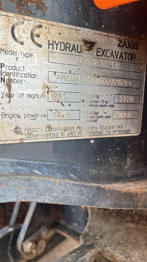 Used 2017 Hitachi ZX26-U-5A Excavator
