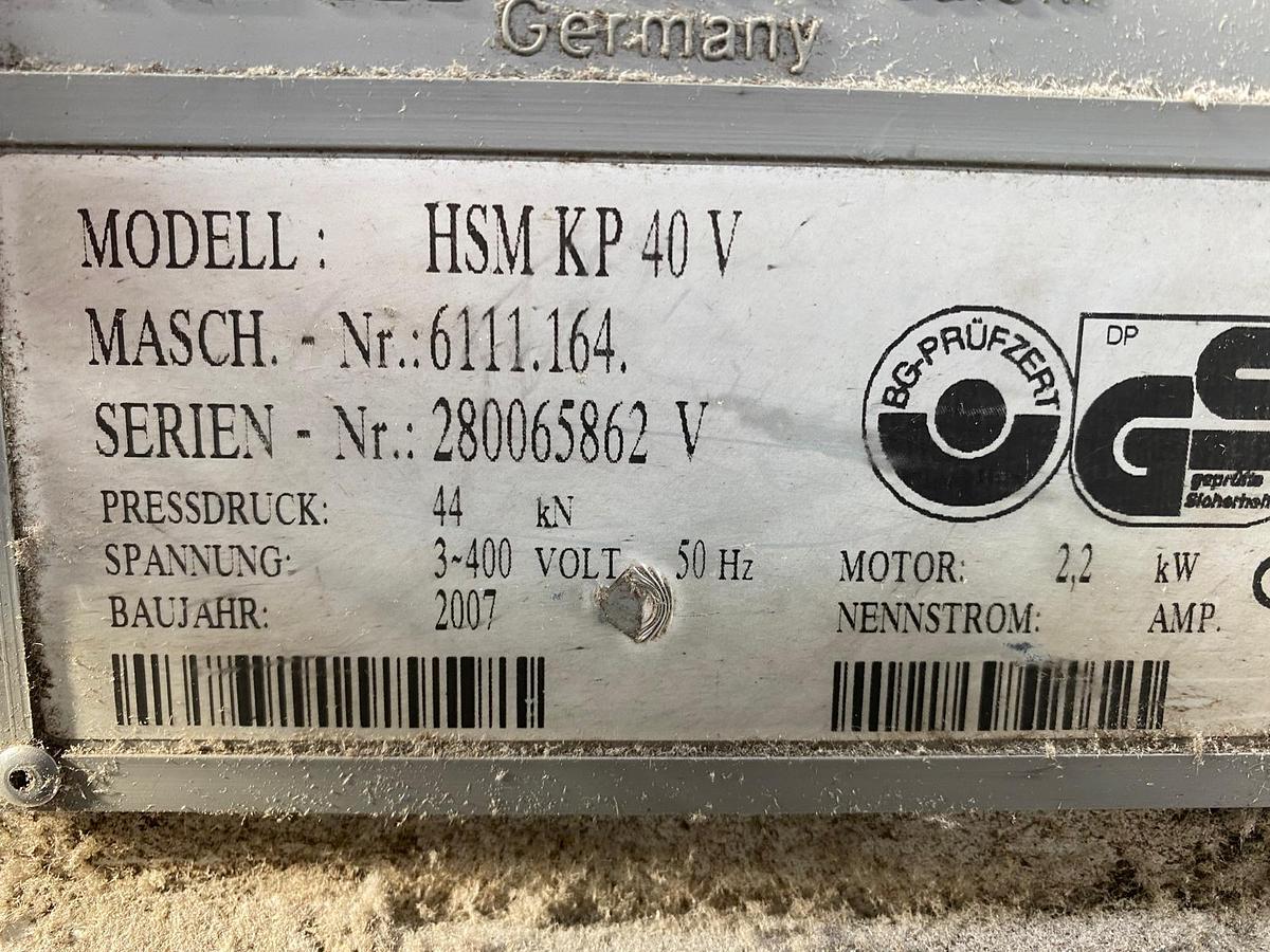 Used 2007 HSM KP 40 V Paper Shredder Baler