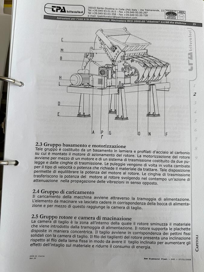 Used 2008 TPA Trituratori Plastics Shredder, Granulator & Conveyor Full Plant