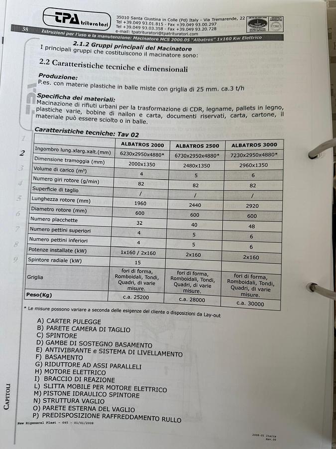 Used 2008 TPA Trituratori Plastics Shredder, Granulator & Conveyor Full Plant