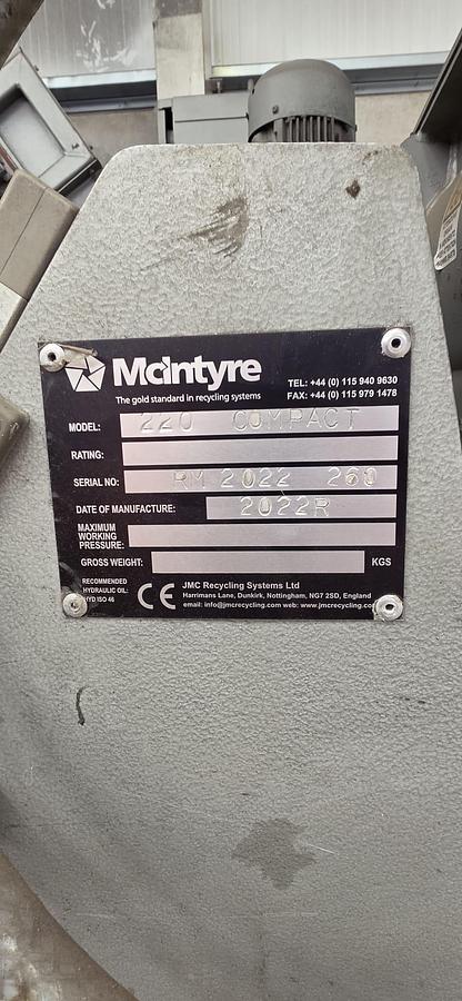 Used 2022 McIntyre MG 220 VZT Cable Granulator