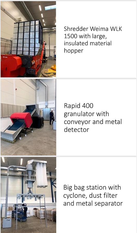 Used Weima WLK 1500 Shredder & Rapid Granulator G400 90KUB Full Processing Line 