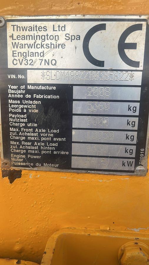 Used 2008 Thwaites 9 Tonne Swivel Dumper Truck