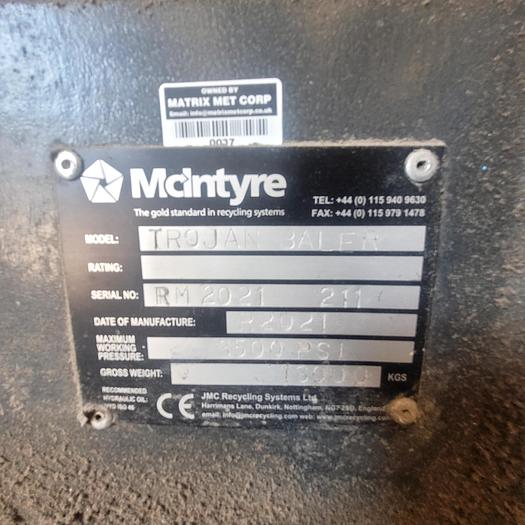 Used 2021 Mclntyre Non Ferrous Baler