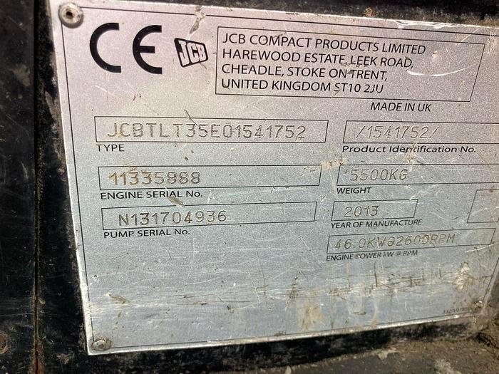 Used 2016 JCB TLT35 Teletruk Wastemaster Telescopic Forklift