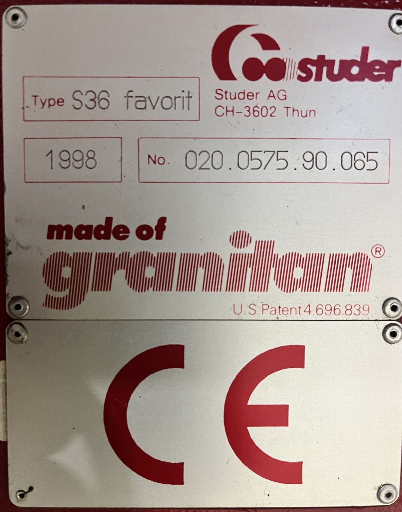 Usado Rectificadora Cilíndrica STUDER S36 FAVORIT #4588