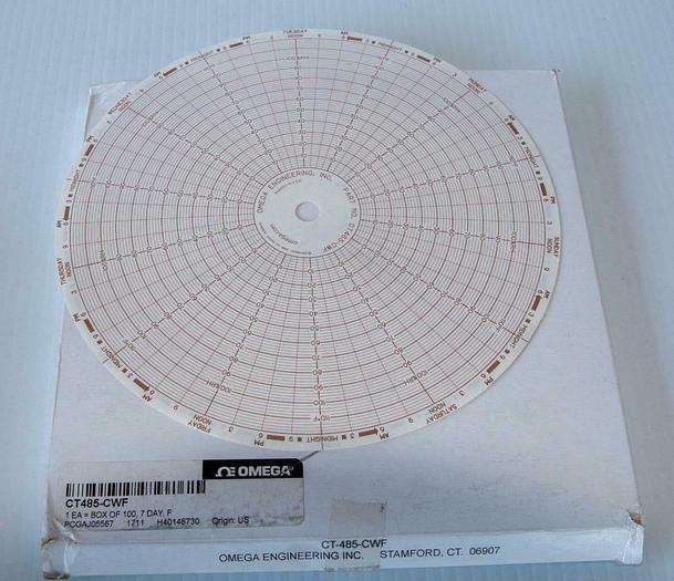 Used Omega Chart Recorder CT485B110V, w/ New CT485 Circular Charts