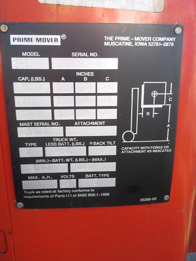 Used Prime Mover SR30 Powered Stacker Forklift