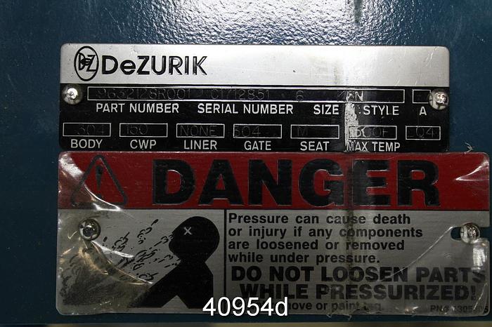 Unused Dezurik 6" Hand Operated Knife Gate Valve #40954