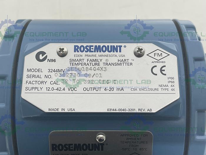 Rosemount  3244MV Smart Temperature Transmitter 3244MV1E5U1B4Q4X3