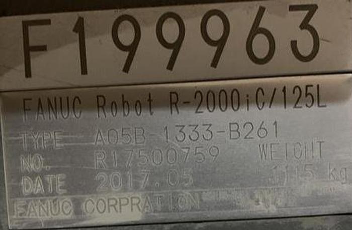 Used FANUC R2000iC/125L 6 AXIS CNC ROBOT WITH R30iB CONTROLLER, IR VISION, 125KG X 3,100 MM H REACH