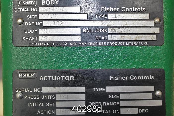 Used Fisher V150 1.5" Vee Ball Control Valve #40298