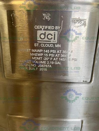 Used 2016 DCI 400 L Stainless Steel Jacketed Reactor Mixing Tank w/ PharMix Agitator