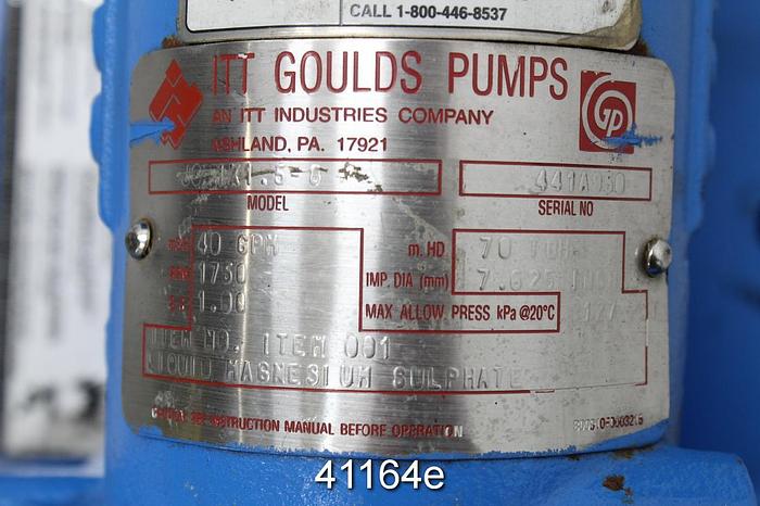 Unused Goulds 1x1.5x8 JC Pump With Base, Ductile Iron #41164