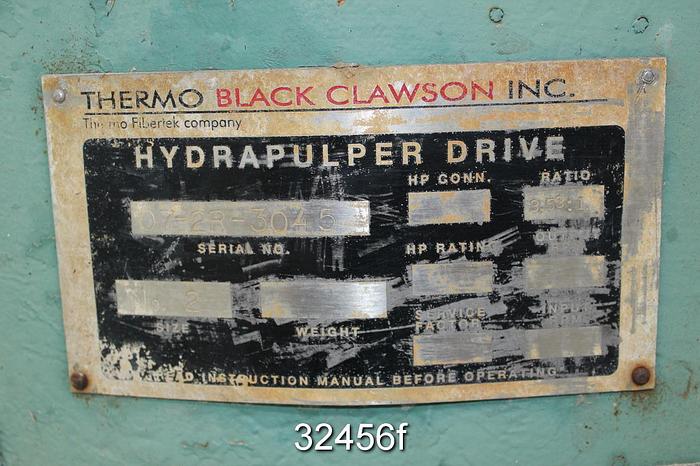 Used Black Clawson #2 Hydrapulper Drive #32456
