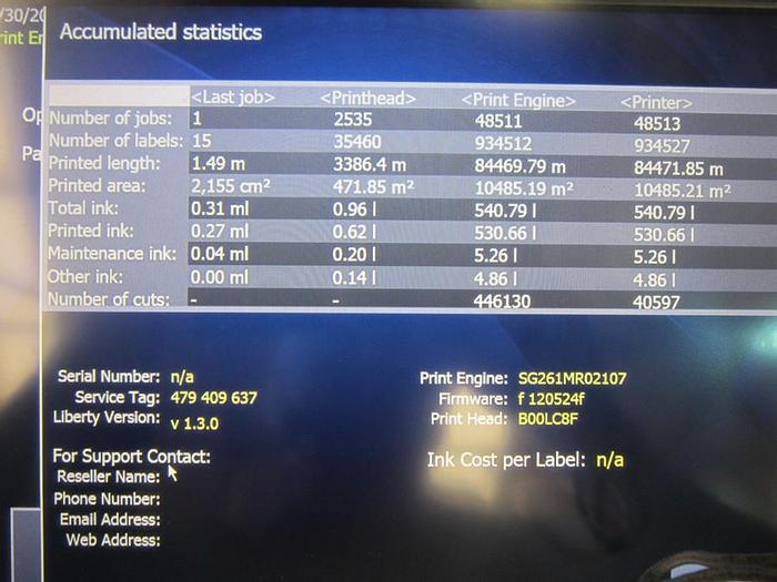 Used MEMJET COLOUR LABEL PRINTER