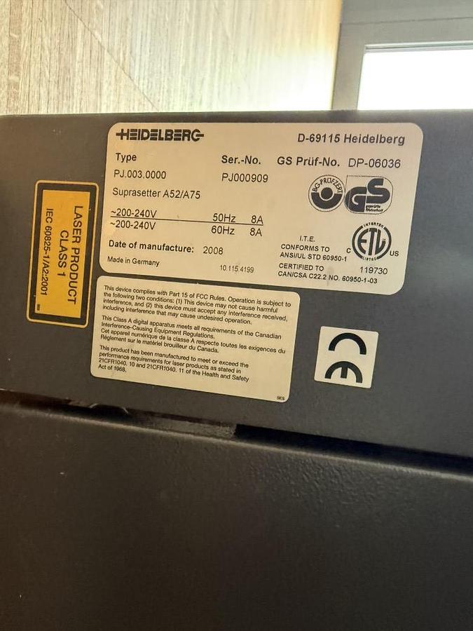Gebraucht 2008 Heidelberg Suprasetter A52/A75