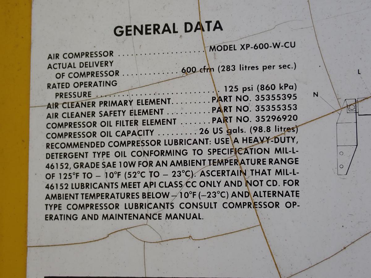 Used Ingersoll Rand XP600WCU 600 CFM Air Compressor