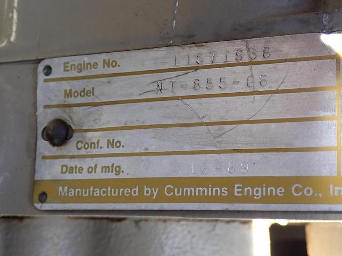 Used 1990 Cummins NT855-G6 250 KW Generator 1168 HOURS!