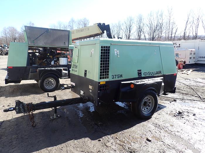 Used 2017 Sullair 375HDPQ 375 CFM Air Compressor JOHN DEERE DIESEL