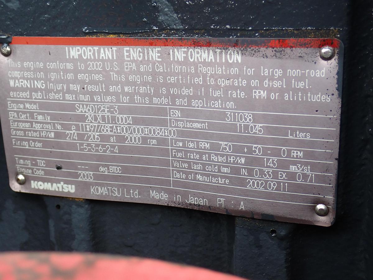 Used 2002 Komatsu SAA6D125E-3 Diesel Engine