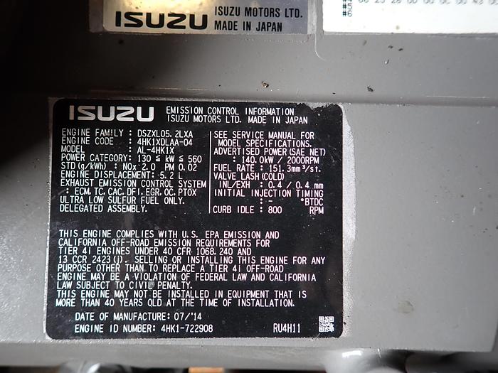 じゅう New 2014 Isuzu 4HK1 Diesel Engine UNUSED! 245G Deere