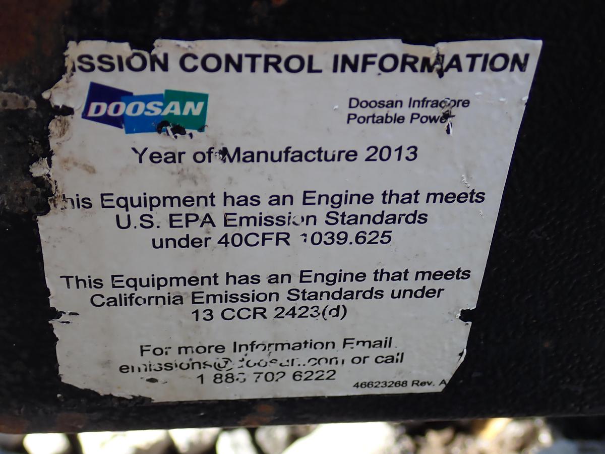 Used 2013 Doosan P90WIRU 90 CFM Air Compressor
