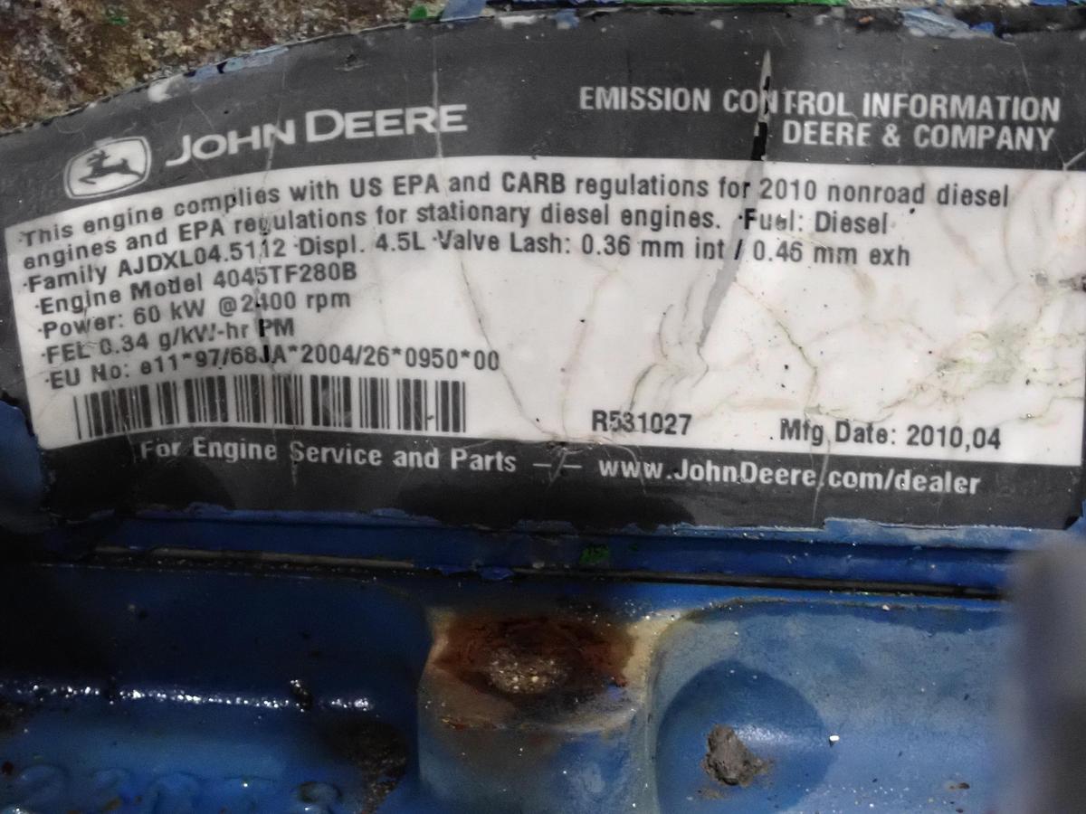 Used 2010 John Deere 4045TF280 Diesel Engine POWER UNIT