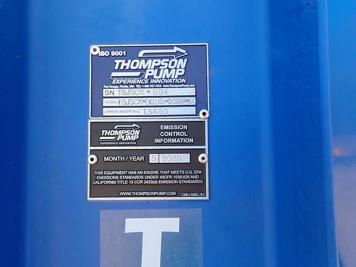 Used 2020 Thompson 18JSCK 18" Water Pump 343 HOURS Cummins